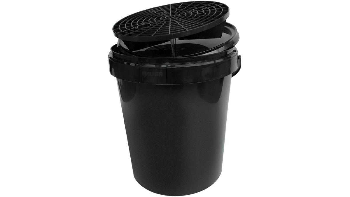 Seau+lavage+de+voiture+15L+Noir+%2B+Couvercle+%2B+Grit%2FGrille